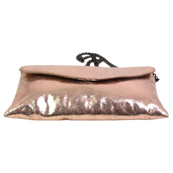 J.CREW PINK GOLD COATED CANVAS CHAIN STRAP ENVELOP SHOULDER BAG HANDBAG CLUTCH - Picture 6 of 12